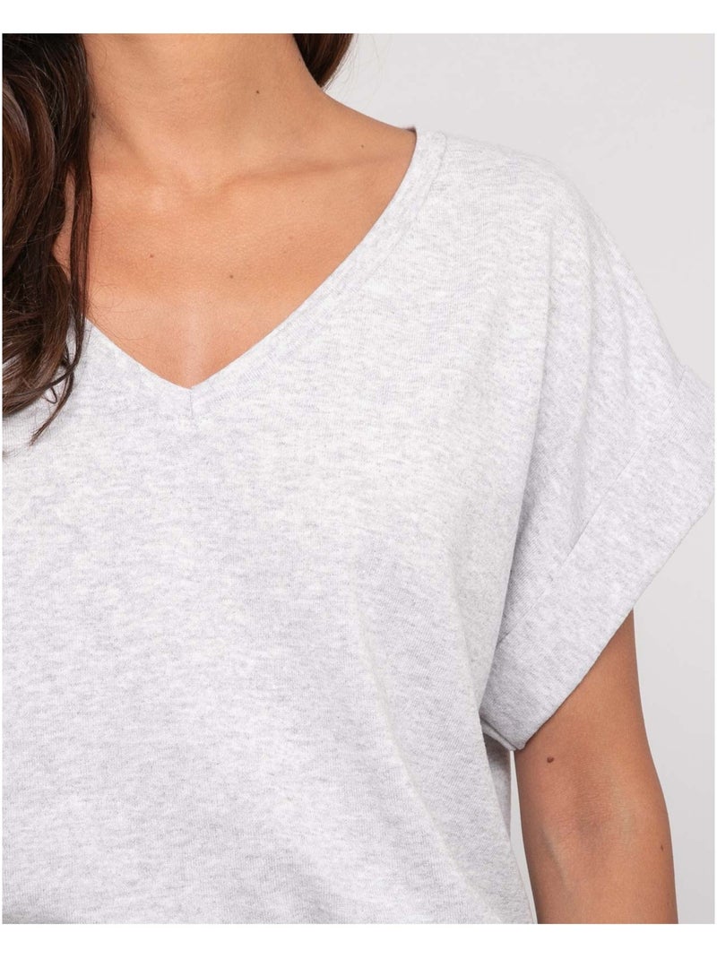 Top de manga corta con cuello en V FAIZANE Gris - Kiabi