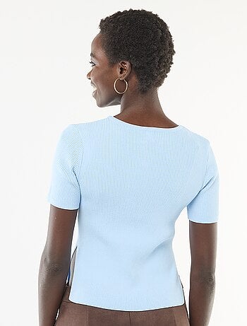 Top de manga corta en punto de canalé