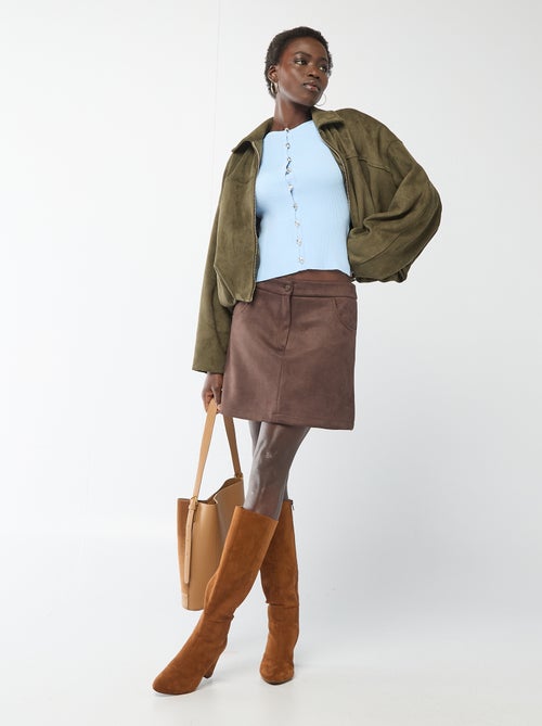 Top de manga corta en punto de canalé - Kiabi