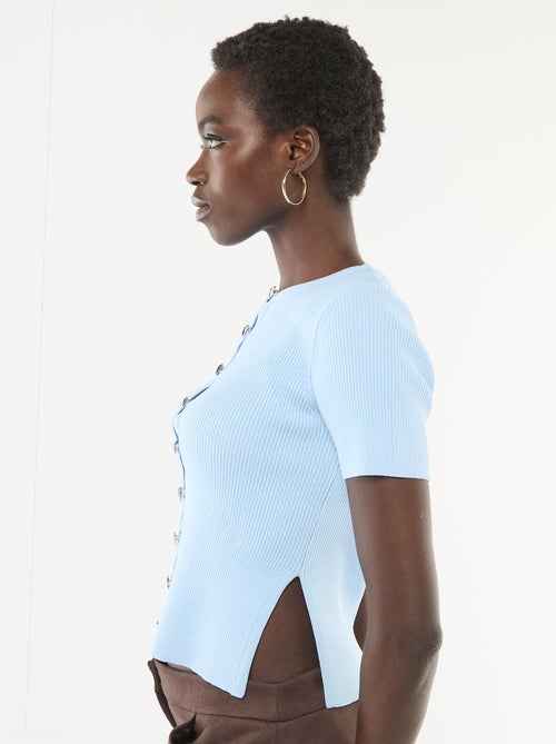 Top de manga corta en punto de canalé - Kiabi