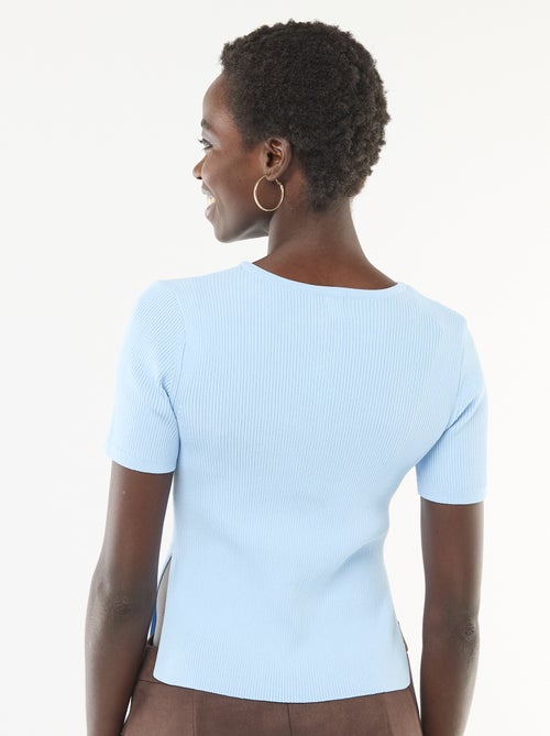 Top de manga corta en punto de canalé - Kiabi