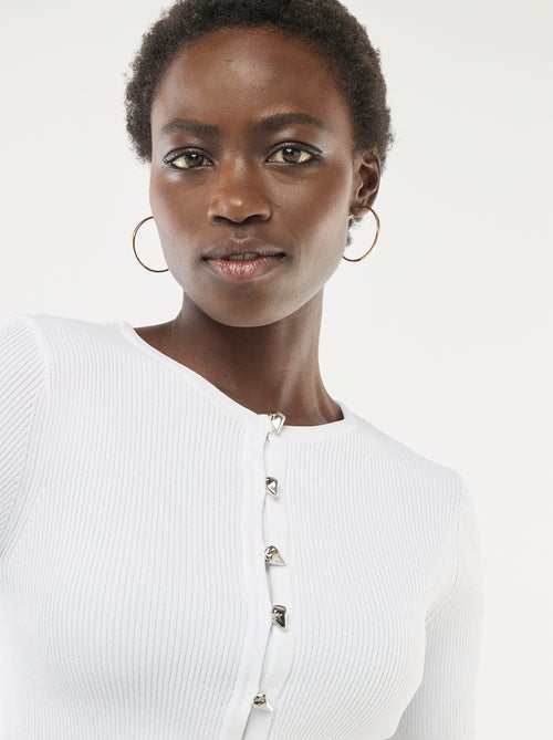 Top de manga corta en punto de canalé - Kiabi