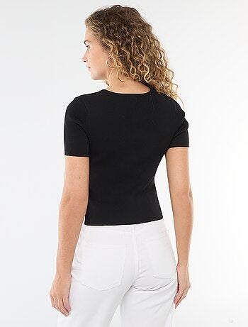 Top de manga corta en punto de canalé