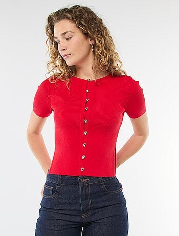 Top de manga corta en punto de canalé