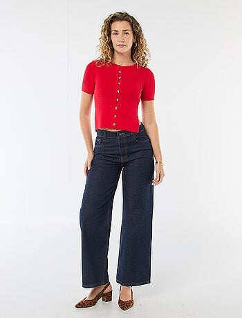 Top de manga corta en punto de canalé