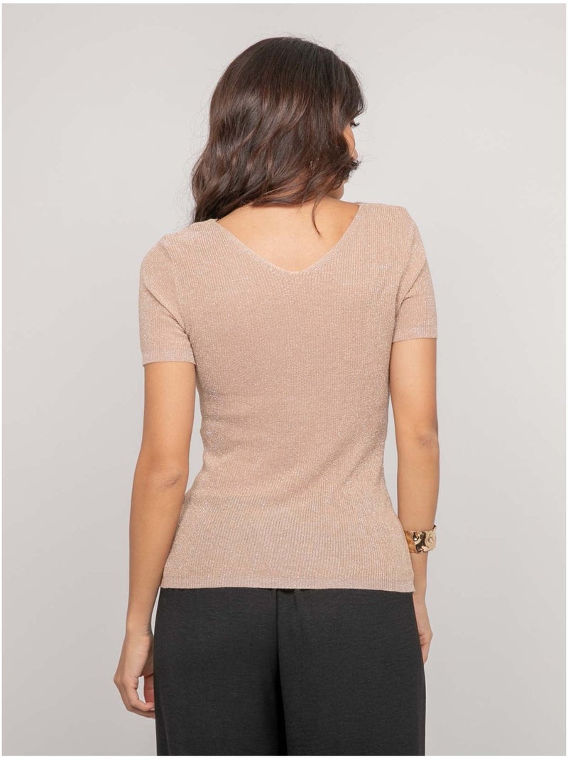 Top de manga corta lurex FEPALA Beige - Kiabi