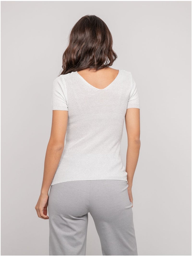 Top de manga corta lurex FEPALA Blanco - Kiabi