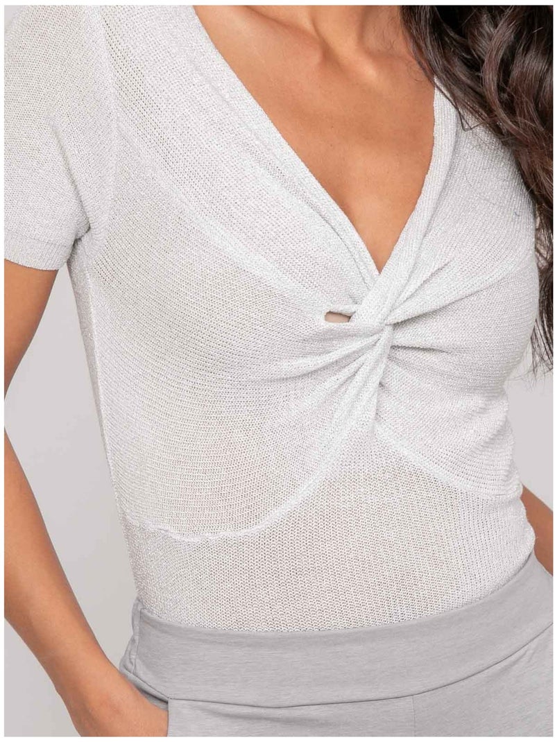 Top de manga corta lurex FEPALA Blanco - Kiabi