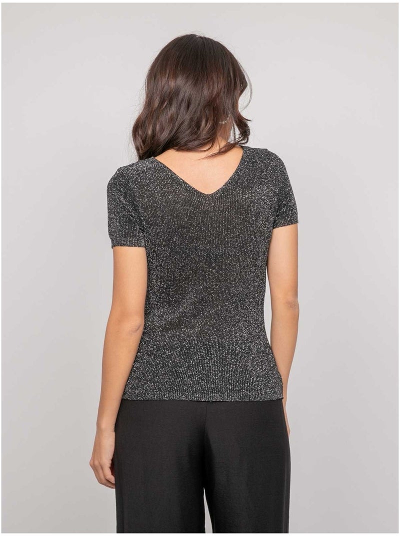 Top de manga corta lurex FEPALA Negro - Kiabi