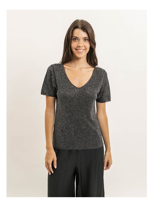 Top de manga corta lurex y strass FERALI - Kiabi