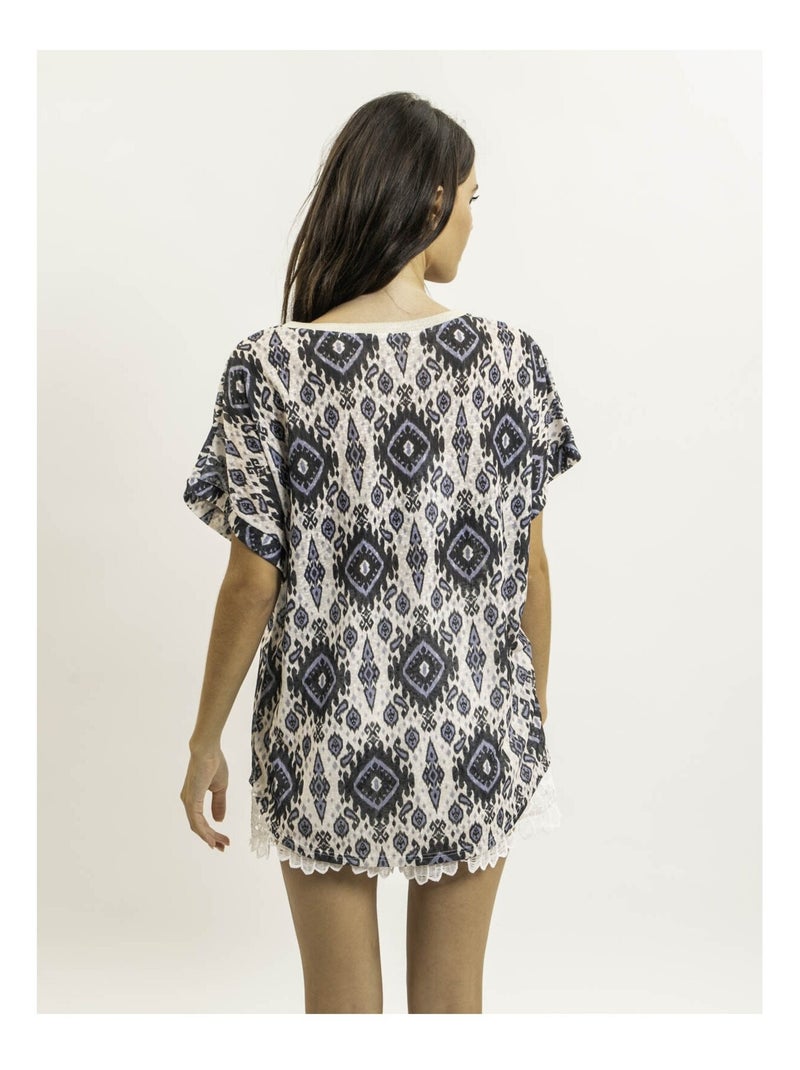 Top de manga corta motifs FLAVINA Negro - Kiabi