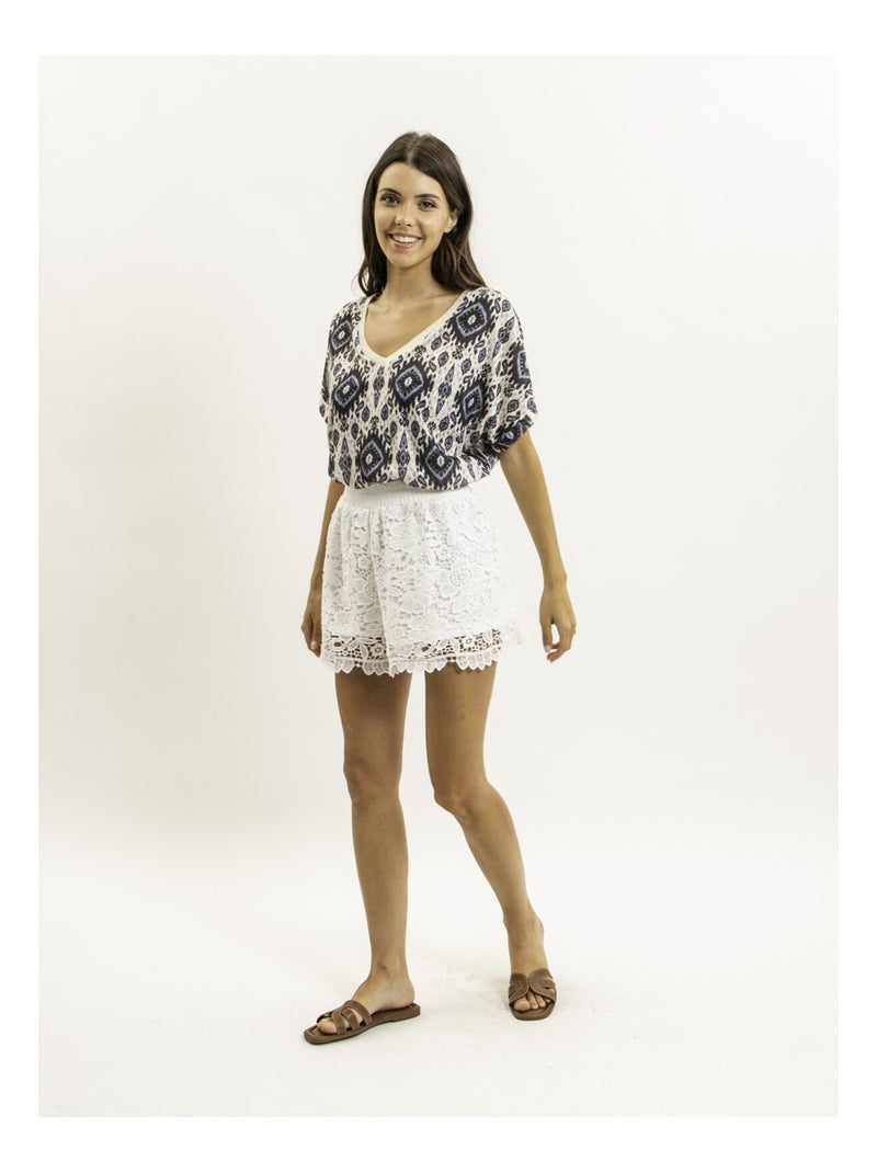 Top de manga corta motifs FLAVINA Negro - Kiabi