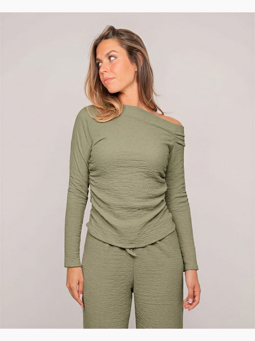 Top de manga larga asimétrico texturizado FLORITA - Kiabi Top de manga larga asimétrico texturizado FLORITA - Kiabi