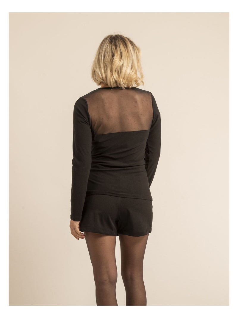 Top de manga larga FRILIA Negro - Kiabi