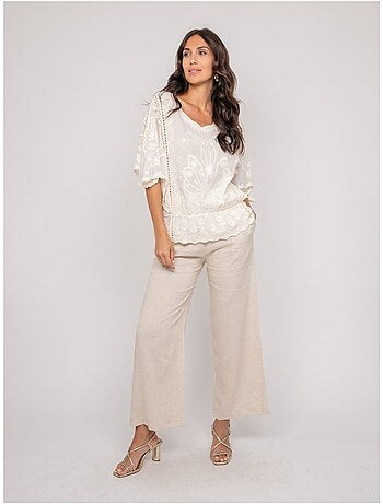 Top de mangas mariposa con bordado FLEURETTE