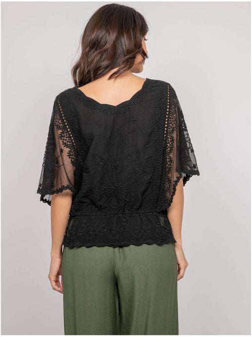 Top de mangas mariposa con bordado FLEURETTE - Kiabi Top de mangas mariposa con bordado FLEURETTE - Kiabi