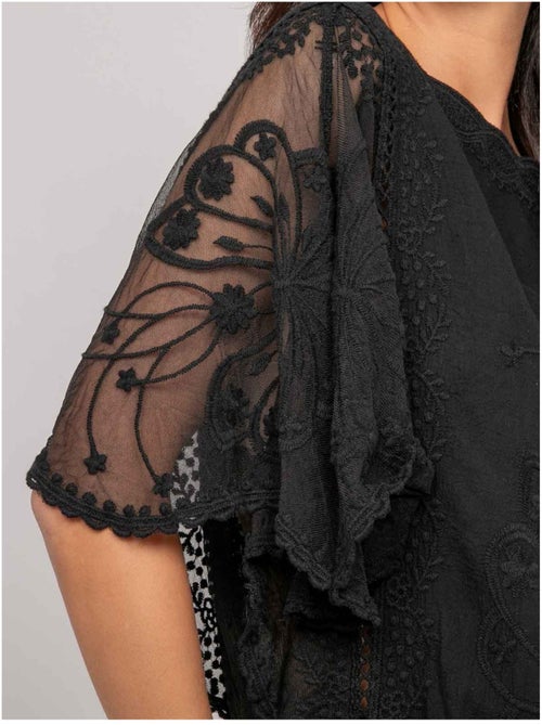 Top de mangas mariposa con bordado FLEURETTE - Kiabi Top de mangas mariposa con bordado FLEURETTE - Kiabi