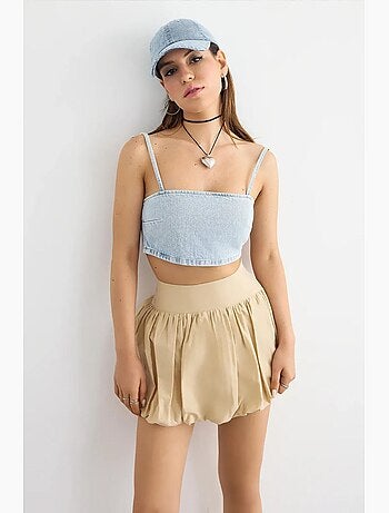 Top de mezclilla con cuello cuadrado hiccup