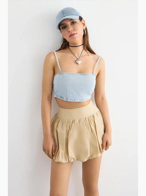 Top de mezclilla con cuello cuadrado hiccup - Kiabi