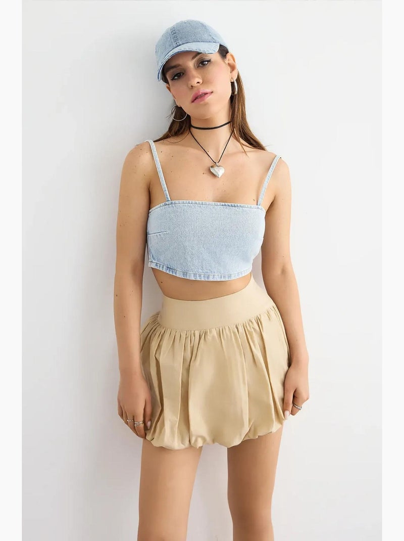 Top de mezclilla con cuello cuadrado hiccup Azul - Kiabi
