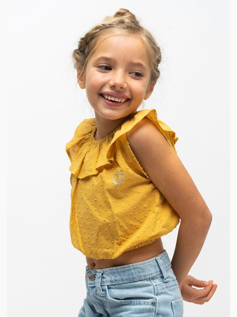 Top de Niña Volante Mostaza Amarillo - Kiabi