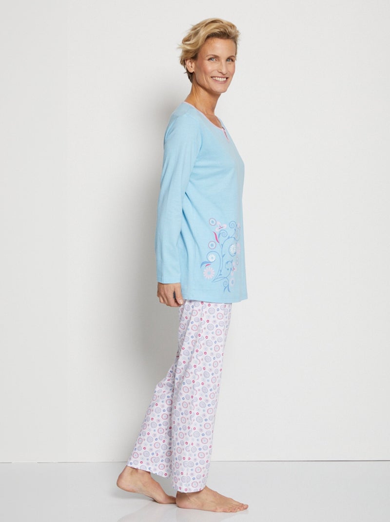 Top de pijama de manga larga - Afibel Azul - Kiabi