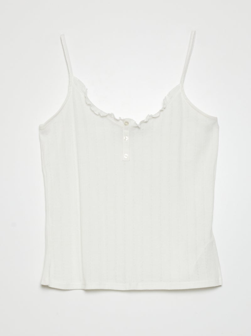 Top de pijama de punto pointelle BLANCO - Kiabi