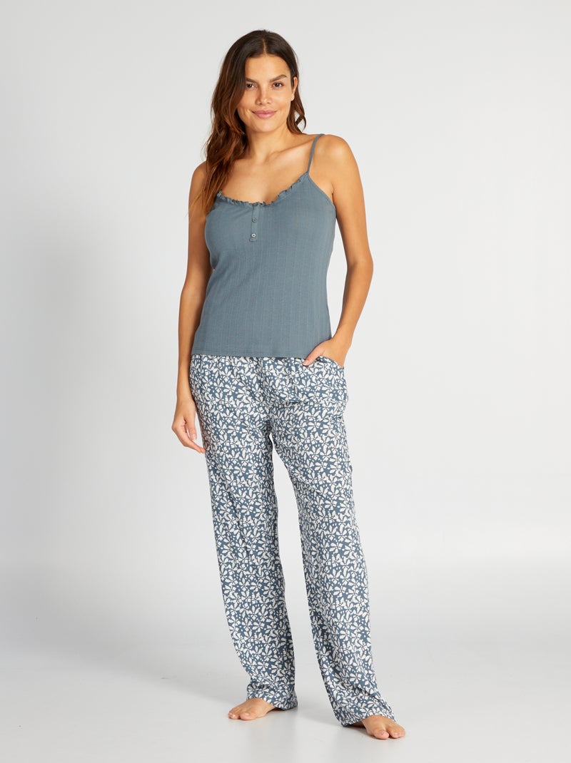 Top de pijama de punto pointelle GRIS - Kiabi
