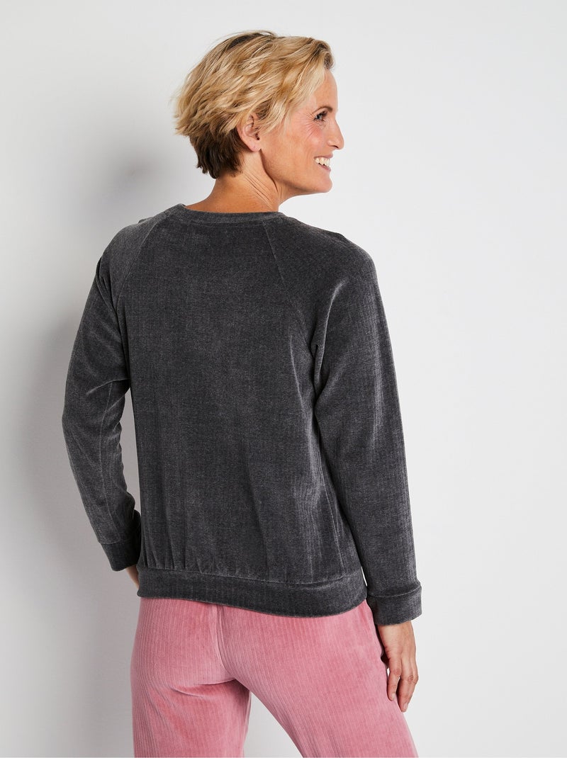 Top de pijama tipo sudadera de pana - Afibel Gris antracita - Kiabi