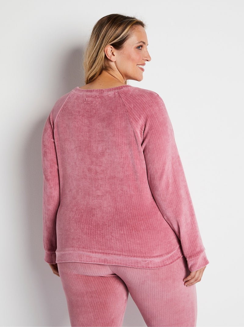 Top de pijama tipo sudadera de pana - Afibel Rosa - Kiabi