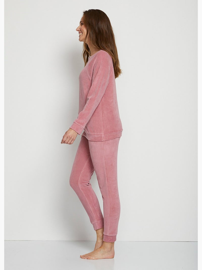 Top de pijama tipo sudadera de pana - Afibel Rosa - Kiabi