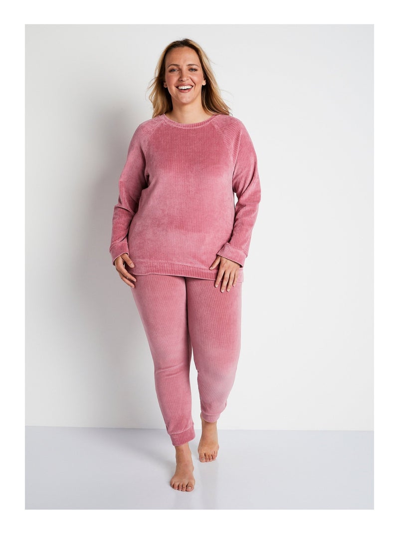 Top de pijama tipo sudadera de pana - Afibel Rosa - Kiabi
