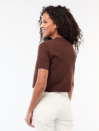 Top de punto con cierre en el cuello