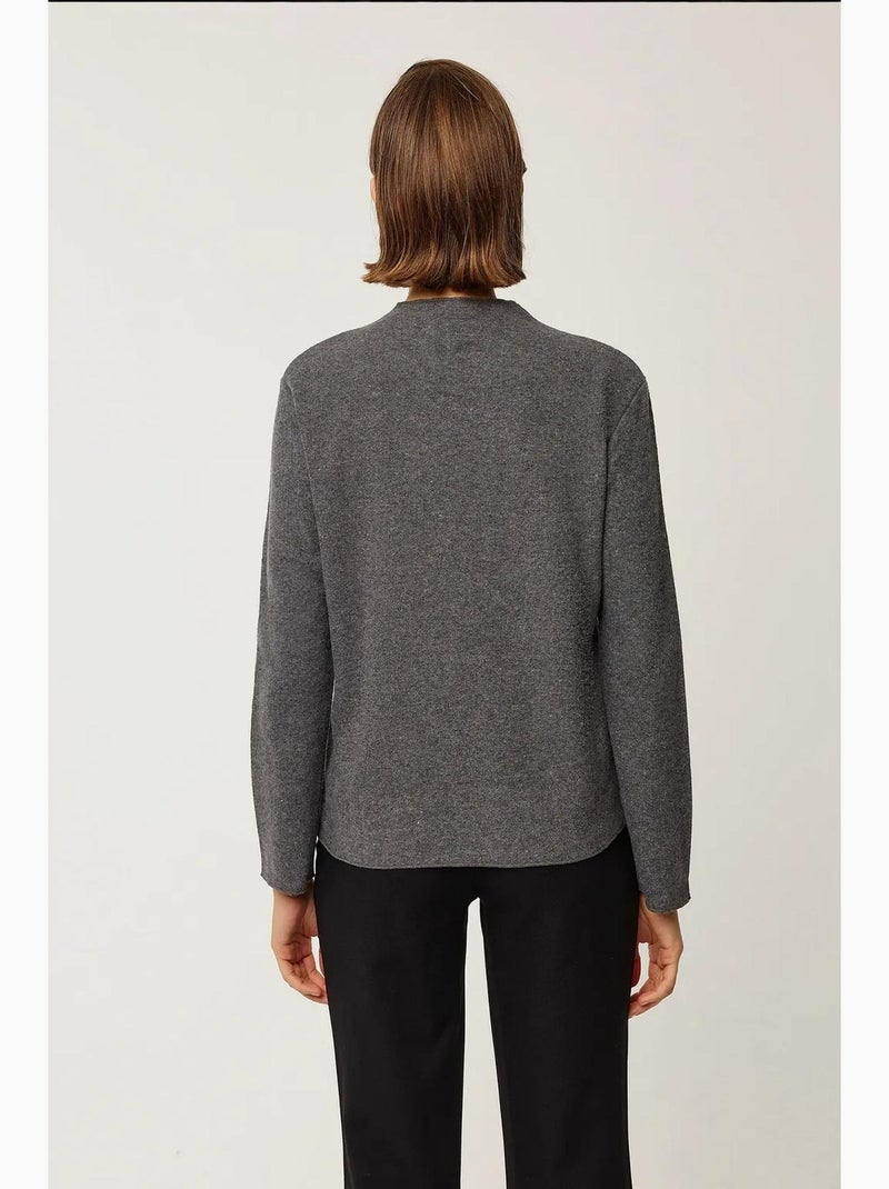 Top de punto con cuello alto medio hiccup Gris - Kiabi