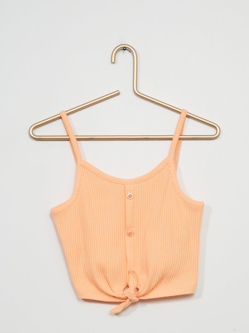 Top de punto de canalé con tirantes finos NARANJA - Kiabi