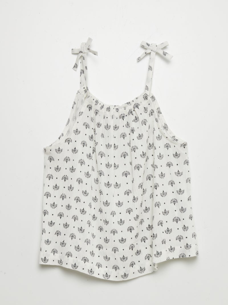 Top de punto de crepé estampado BLANCO - Kiabi