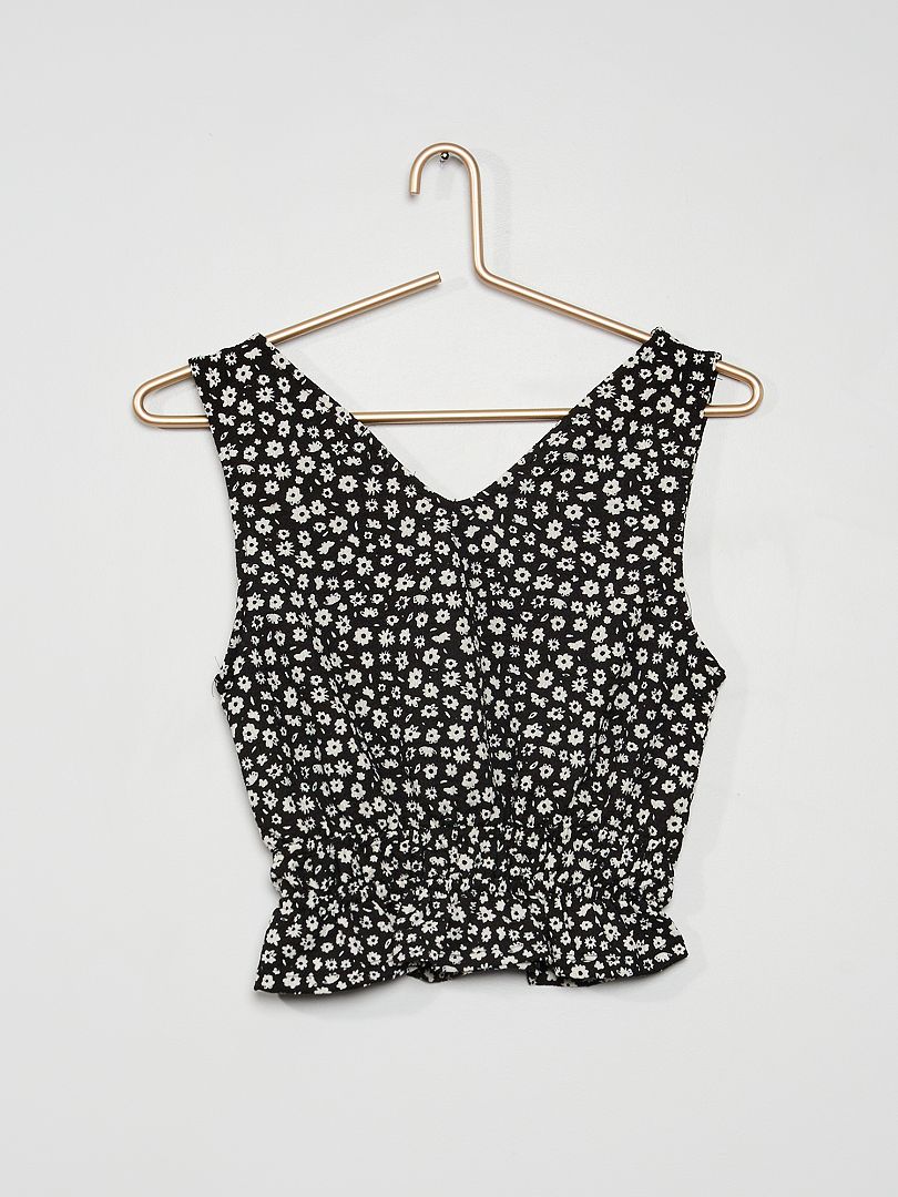 Top de punto de crepé NEGRO - Kiabi