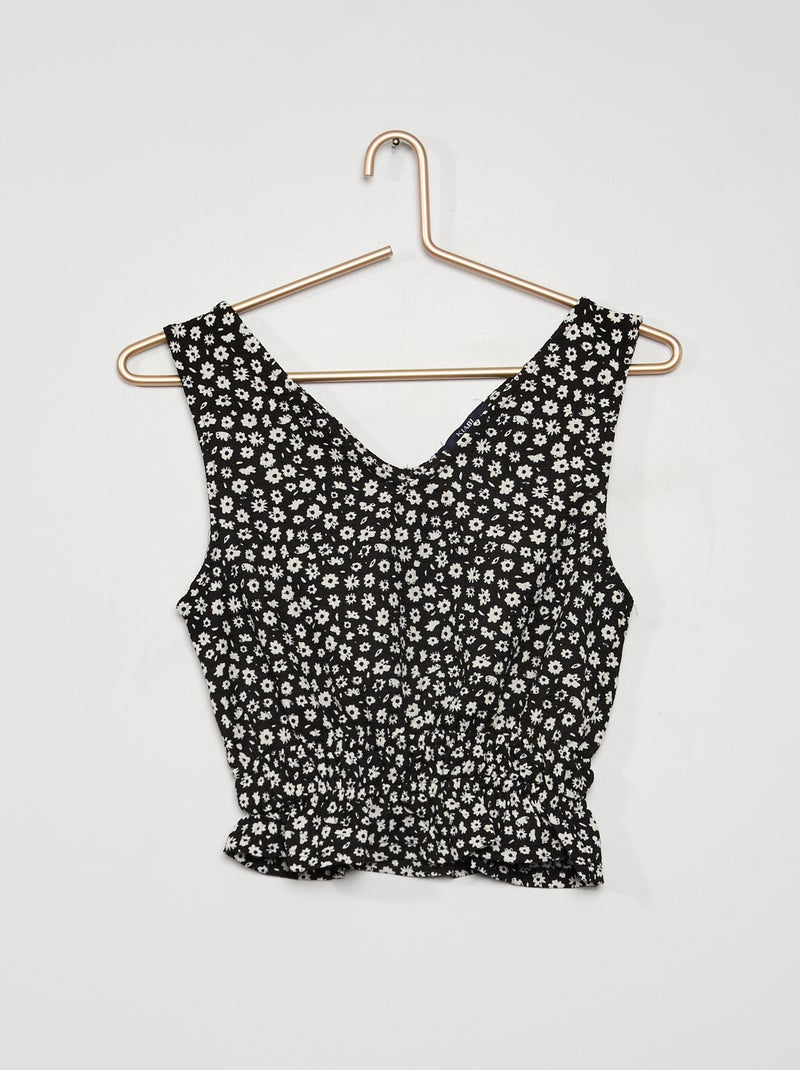 Top de punto de crepé NEGRO - Kiabi