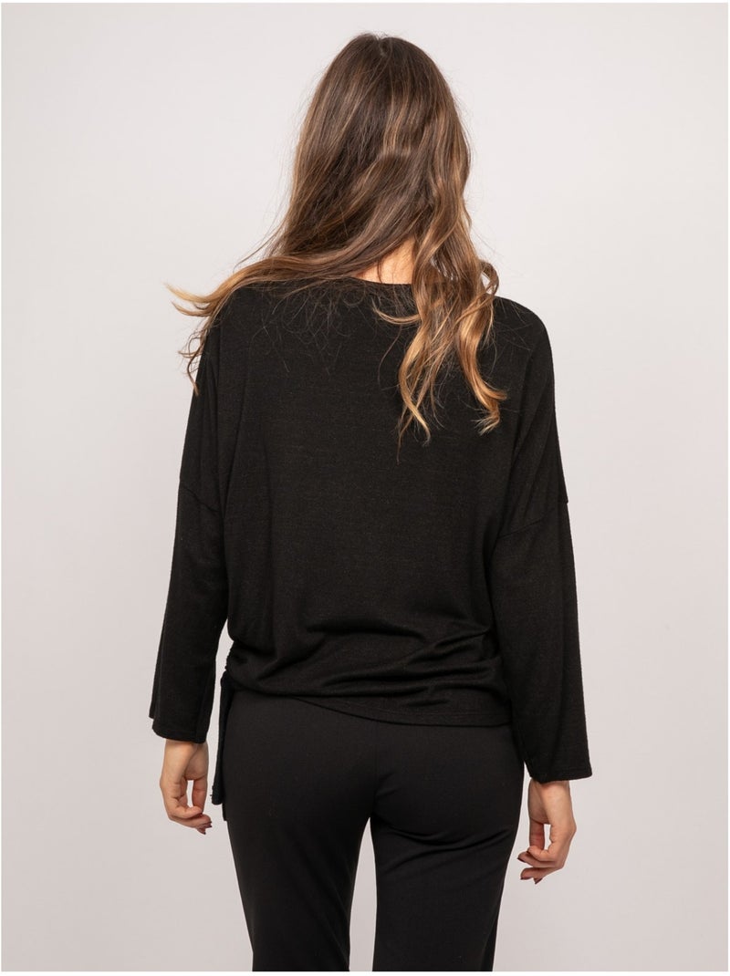 Top de punto fino con lazada fenella Negro - Kiabi