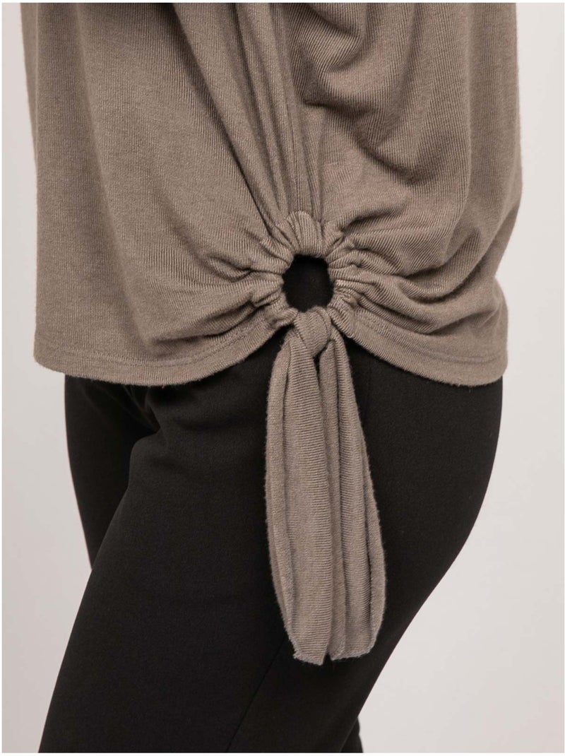 Top de punto fino con lazada fenella Taupe - Kiabi