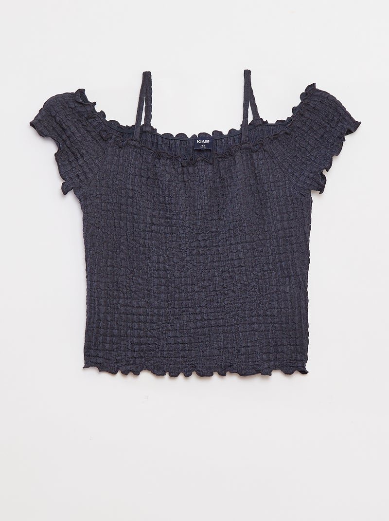 Top de punto gofrado Azul - Kiabi