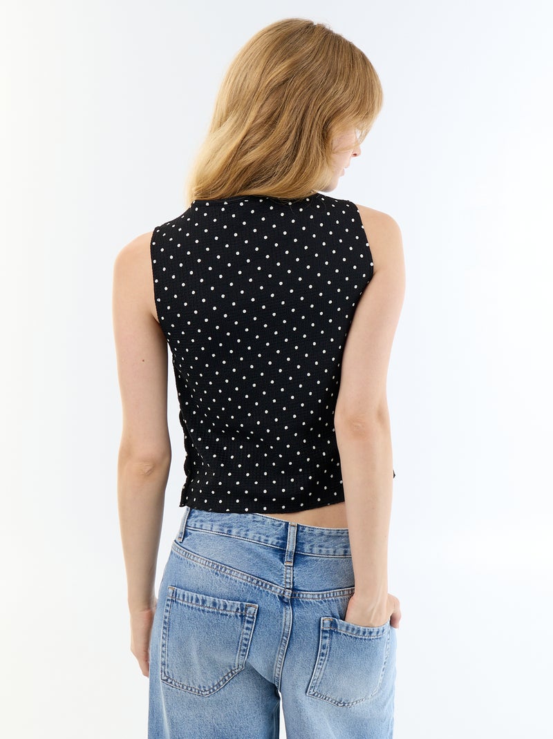 Top de punto gofrado sin mangas Negro - Kiabi