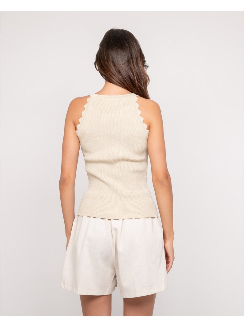 Top de punto lurex FARMINI Beige - Kiabi