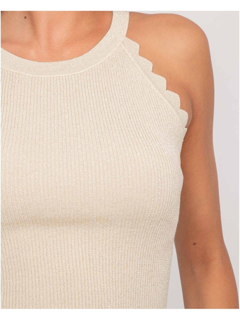 Top de punto lurex FARMINI Beige - Kiabi