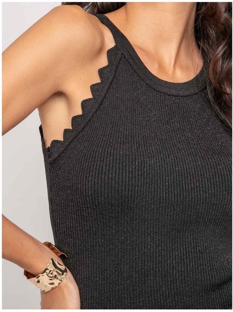 Top de punto lurex FARMINI Negro - Kiabi