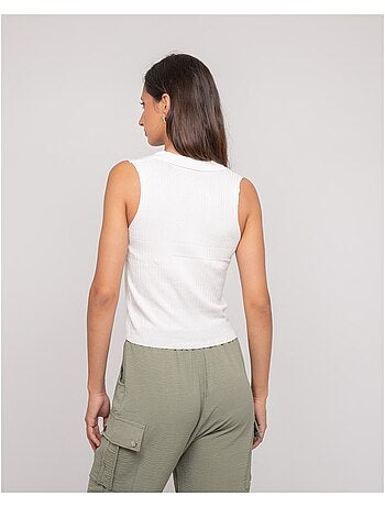 Top de punto sin mangas cuello polo FOXIE