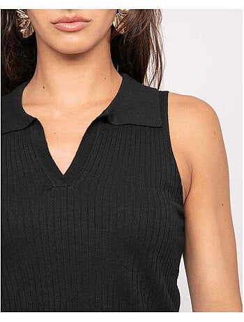 Top de punto sin mangas cuello polo FOXIE
