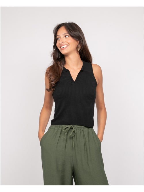 Top de punto sin mangas cuello polo FOXIE - Kiabi