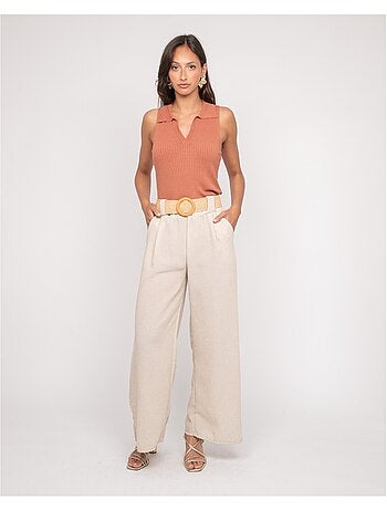 Top de punto sin mangas cuello polo FOXIE