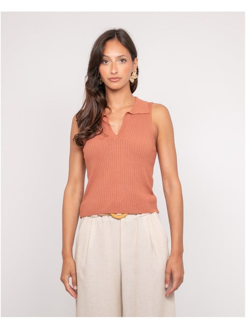 Top de punto sin mangas cuello polo FOXIE - Kiabi